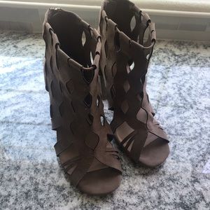 Torrid Taupe Diamond Cutout Heels - 8.5 wide width